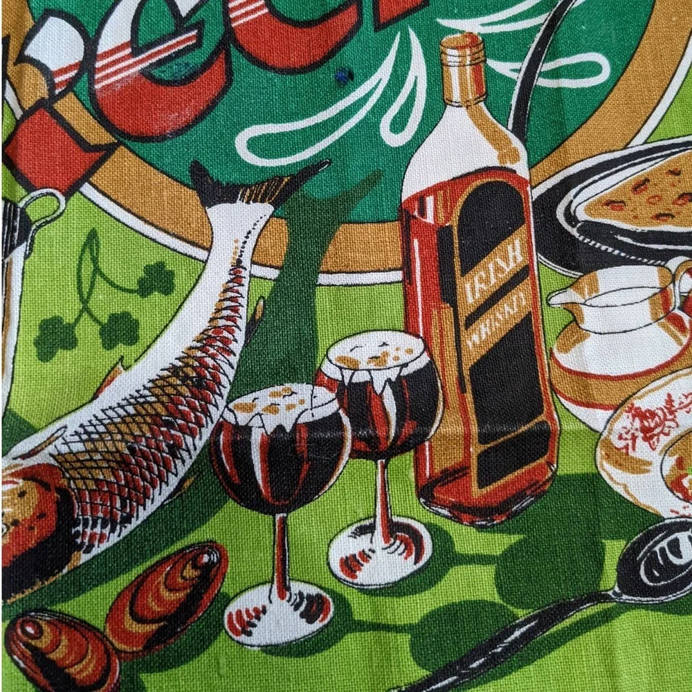 Vintage‎ Irish Recipes Linen Tea Towel Linen/Cotton Blend Ireland Souvenir Gift